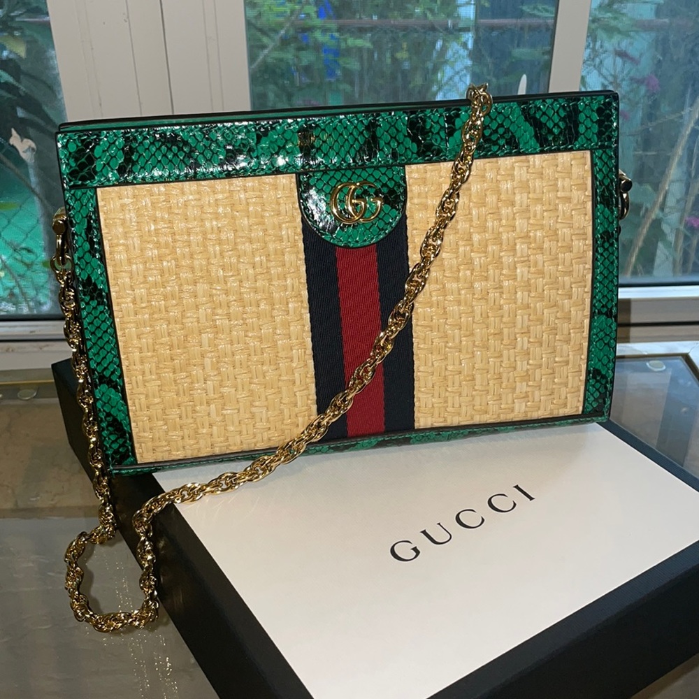 Gucci Ophidia Green Python. Brand new summer wicker Gucci purse.